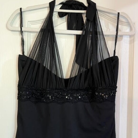 Vintage Halter Overlay Sequin and Lace Trimmed Jumpsuit - Picture 1 of 13